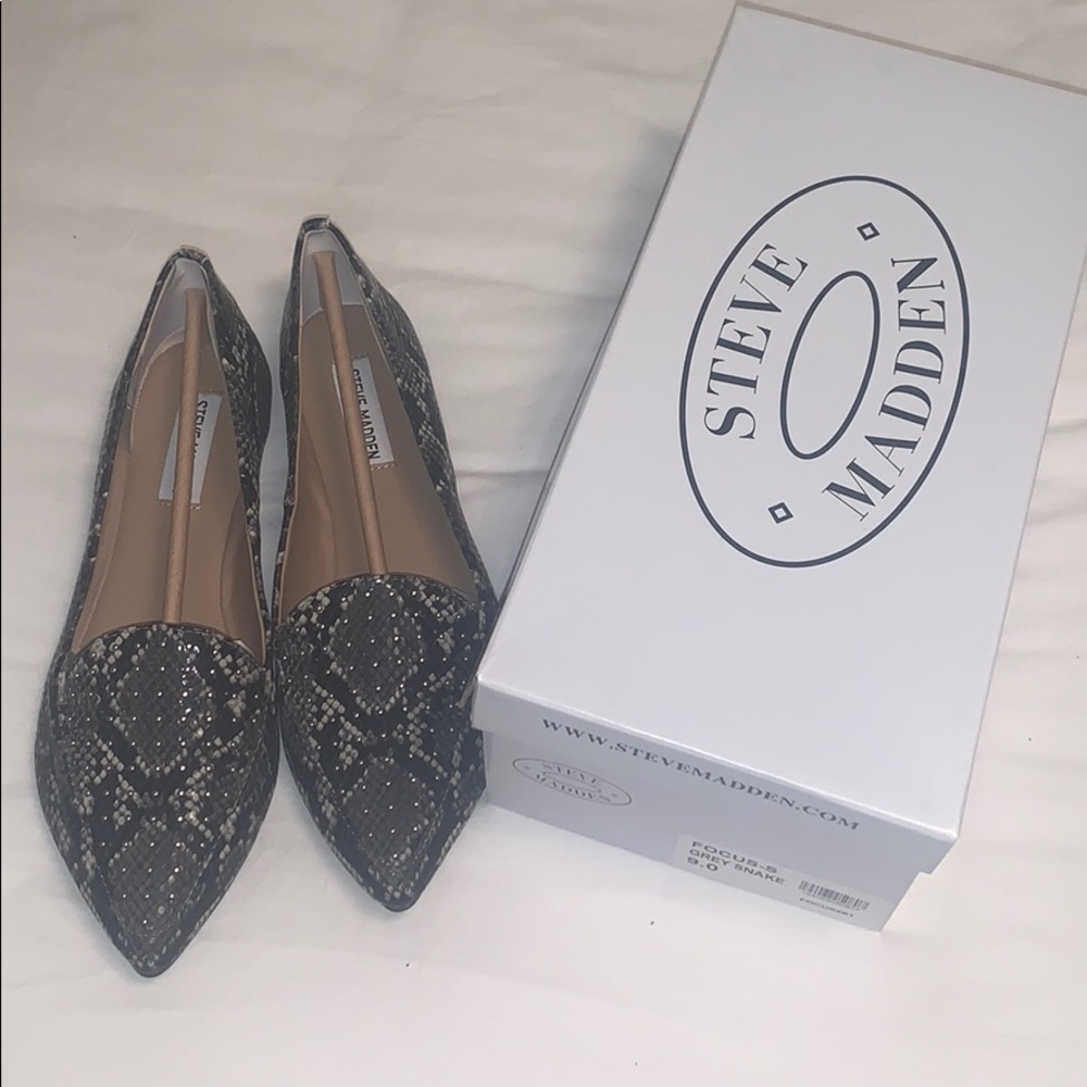 NIB Steve Madden flats (Focus-S grey snake)